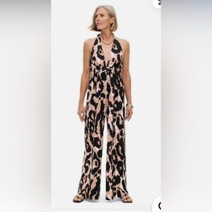 New w/Tags Diane Von Furstenberg Black and Tan Halter style Jumpsuit, New size M